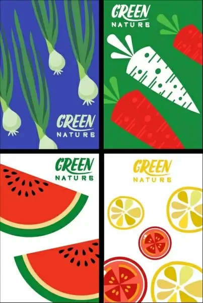 natural fruits background colorful flat decor