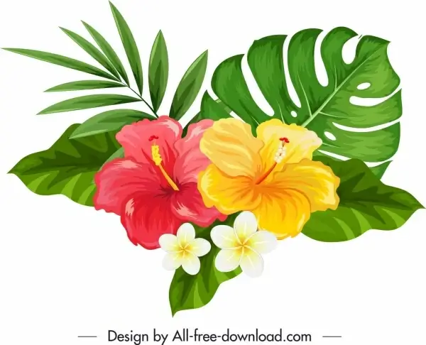 Natural hibiscus plumeria flowers icon multicolored sketch Vectors graphic  art designs in editable .ai .eps .svg .cdr format free and easy download  unlimit id:6840543