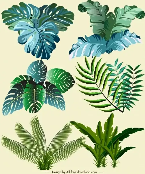 natural leaf icons modern green sketch