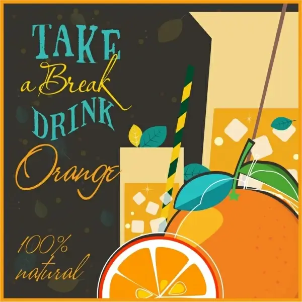 natural orange juice advertising classical calligraphic decor