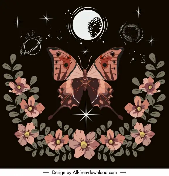 nature background butterfly botany decor dark colored design