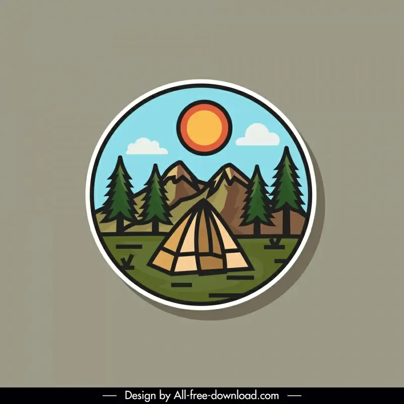 nature camping label template flat classical