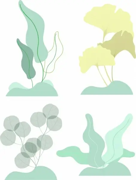 nature design elements leaf icons colored sketch