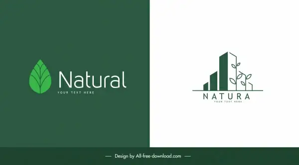 nature logo templates flat green leaf tree buildings