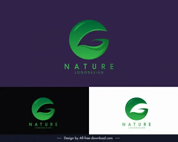 nature logotype modern green leaf sketch circle layout