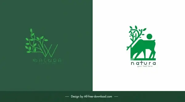 nature logotypes tree cattle sketch flat green design