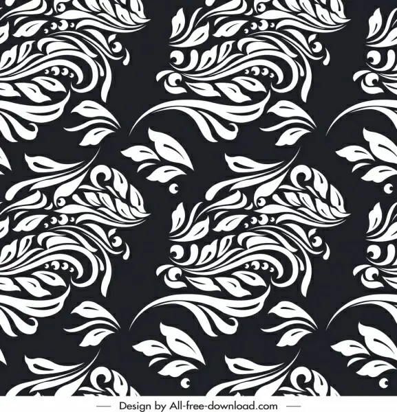 nature pattern black white classical leaf sketch