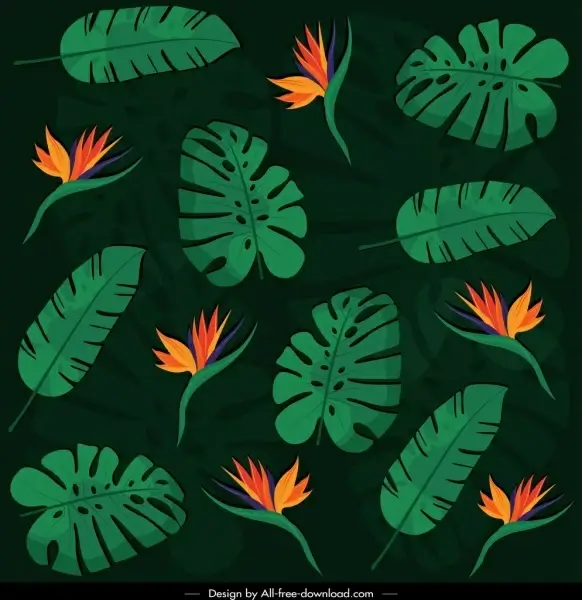 nature pattern dark colored flora leaf decor