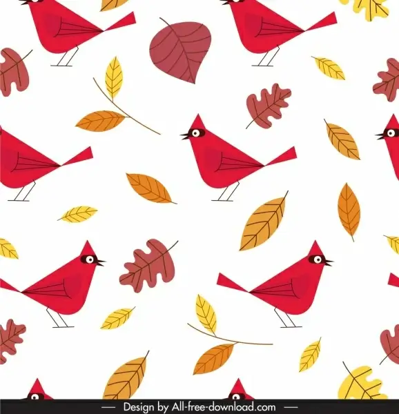 nature pattern leaf birds icons classical flat sketch