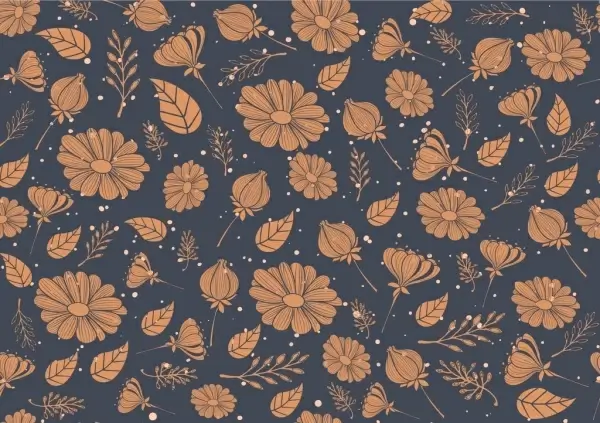 nature seamless pattern contrast flowers and leaves decoration