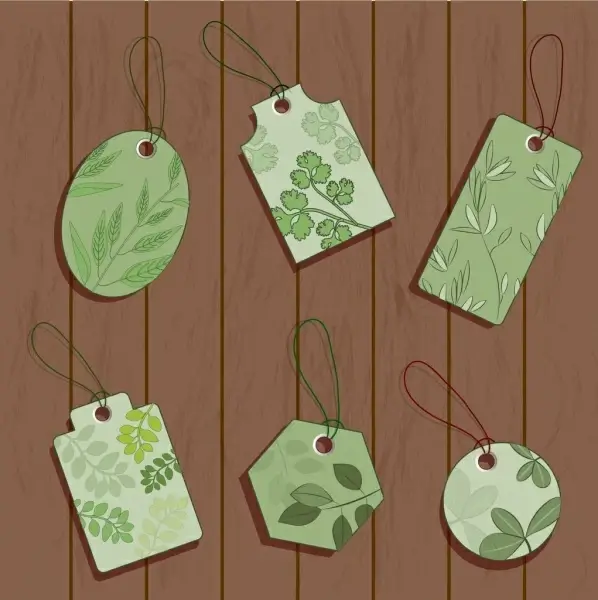 nature tags collection green flat design