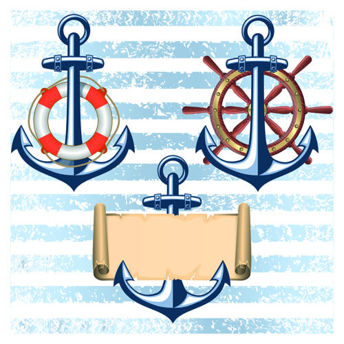 nautical elements and retro background vector