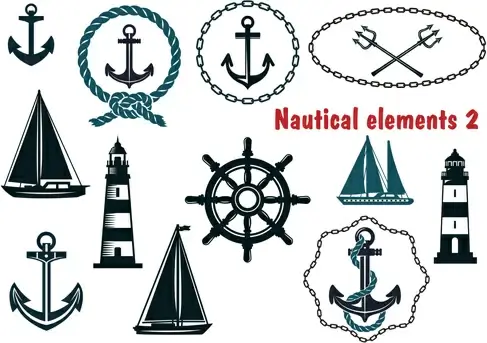 nautical elements vector pack