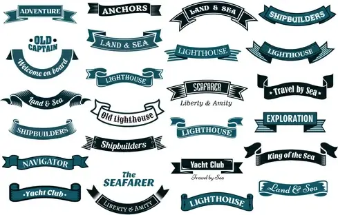 nautical ribbon banners vector set