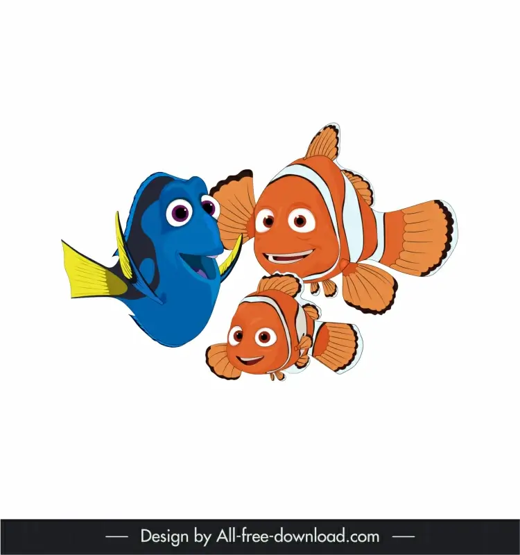Nemo marlin dori finding nemo icons cute cartoon design Vectors graphic art  designs in editable .ai .eps .svg .cdr format free and easy download  unlimit id:6923647