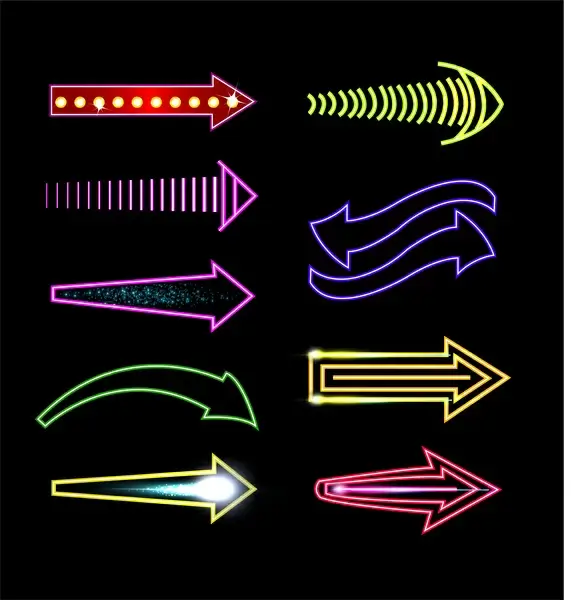 neon light arrow collection 