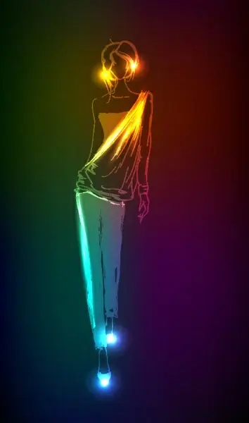 neon light girl design vector graphic