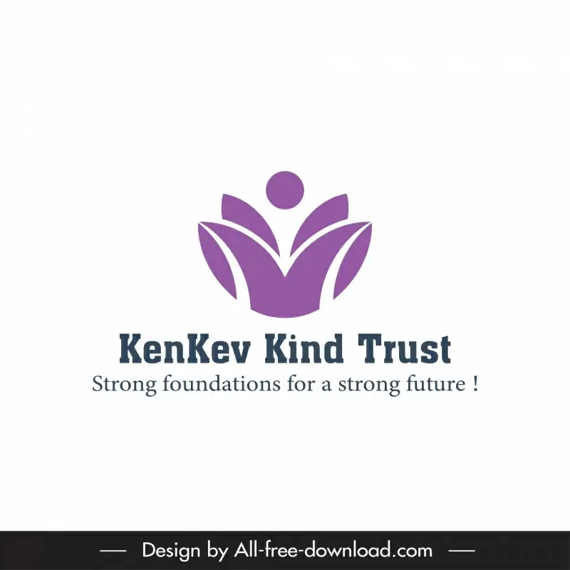 neutral logo kenkev kind trust ngo slogan template elegant flat symmetric human leaves shapes outline 