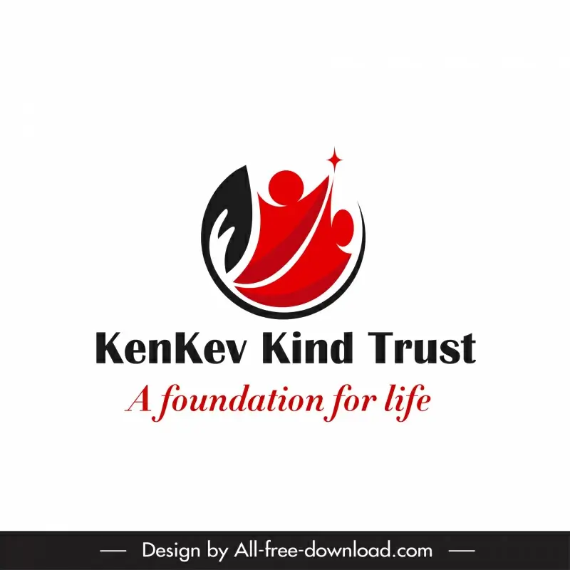 neutral logo kenkev kind trust ngo slogan template flat dynamic human symbol texts sketch