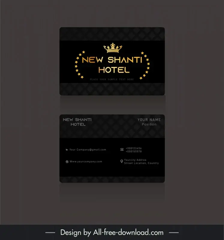 new shanti hotel luxurious business card template golden crown stars decor