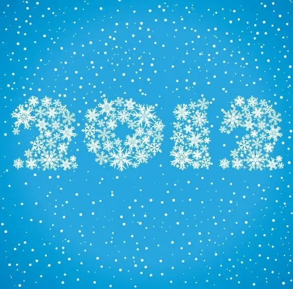 New Year 2012 Made of Snowflakes Vector Graphic