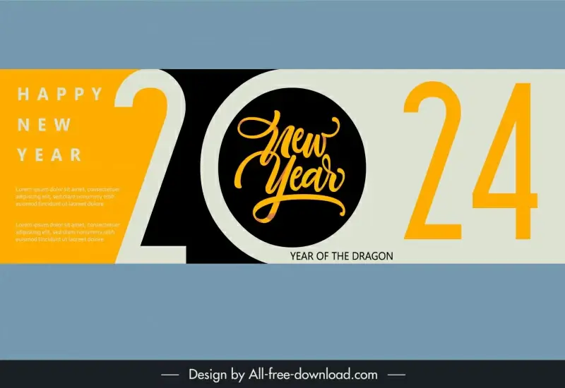 new year 2024 background template flat stylized number texts