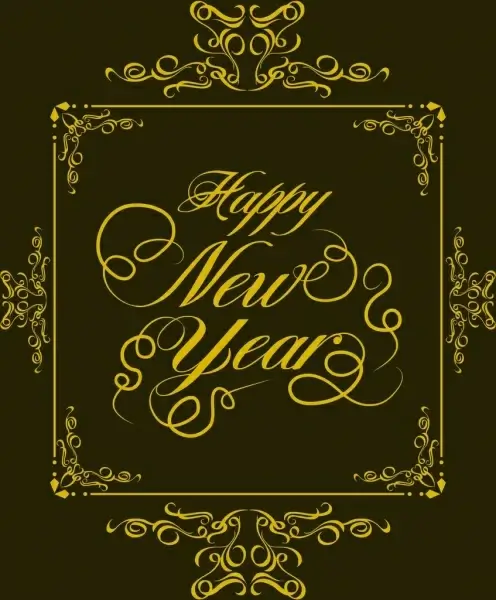 new year banner yellow classical frame decoration calligraphic design