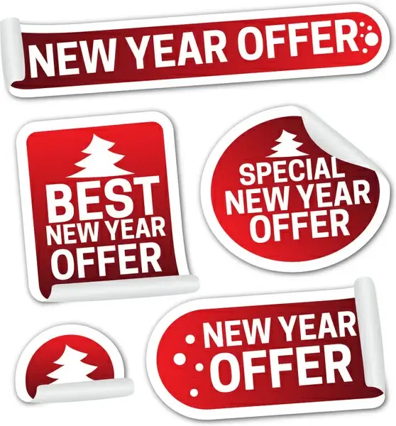 new year sale promotion shaped labels icons collection