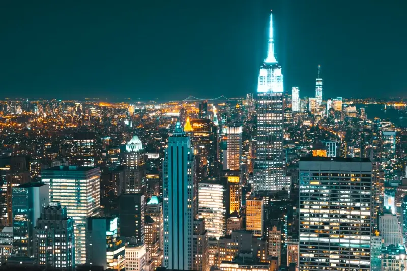 new york night time scenery picture luxury modern architectures high view