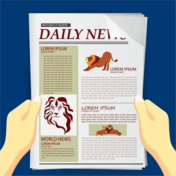 newspapers outline with lions illustration
