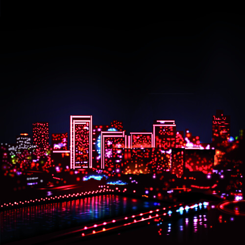 night city with neon design vector