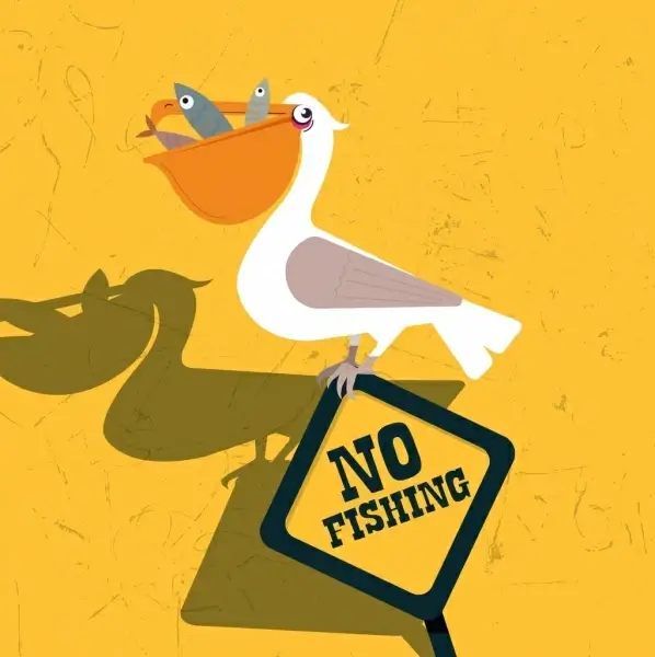 no fishing banner funny design bird signboard icons