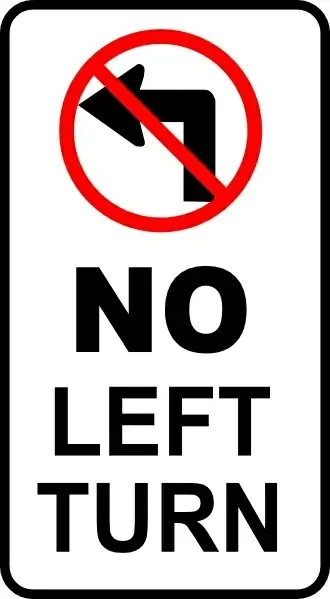 No Left Turn Sign clip art