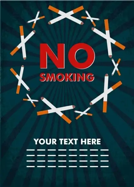 no smoking banner cigarettes icons cross symbols