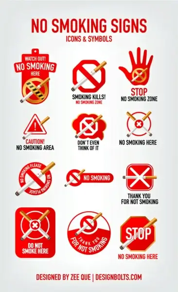 no smoking signs icons symbols