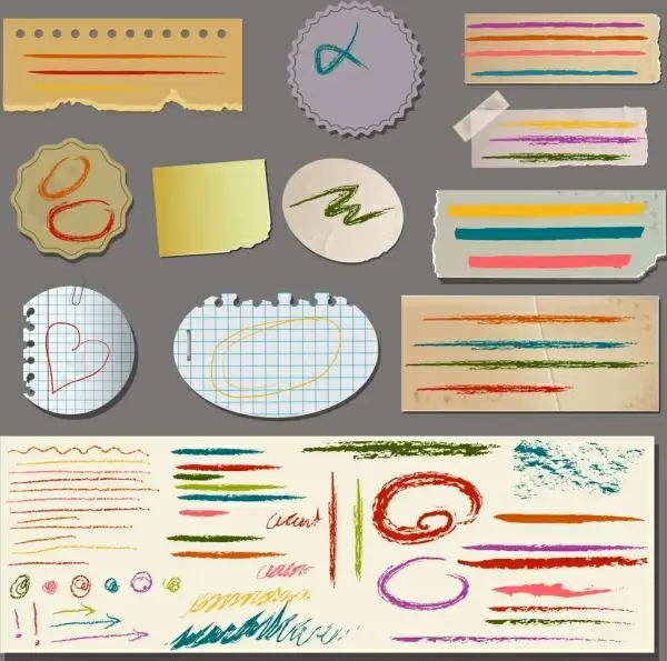 note paper sets grungy scribble ornament