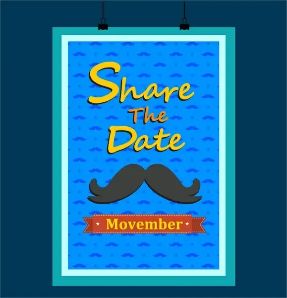november mustache poster in blue design