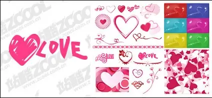 Number of Valentine's Day heart-shaped elements of vector material