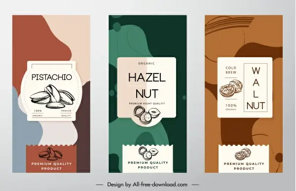 nuts product labels templates dark classical abstract decor