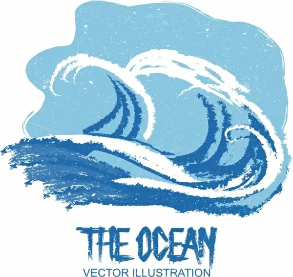 ocean background blue white retro handdrawn waves sketch