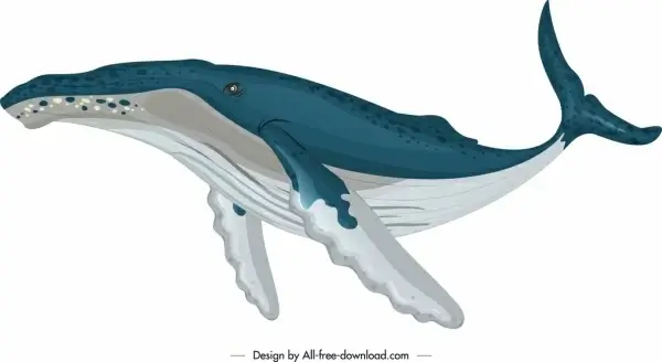 ocean design element whale icon colored sketch