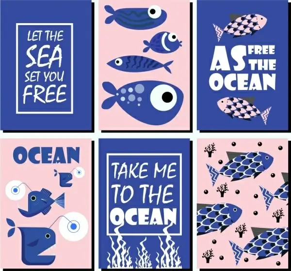 ocean protection banner sets classical blue design