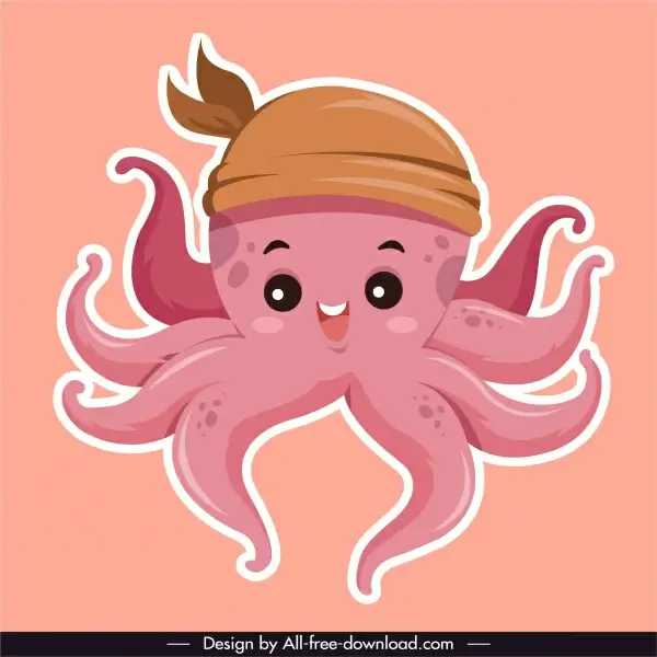 Octopus icon cute cartoon character sketch Vectors graphic art designs in  editable .ai .eps .svg .cdr format free and easy download unlimit id:6852745