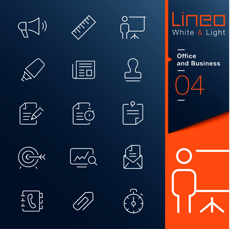 office and business outline icons vector