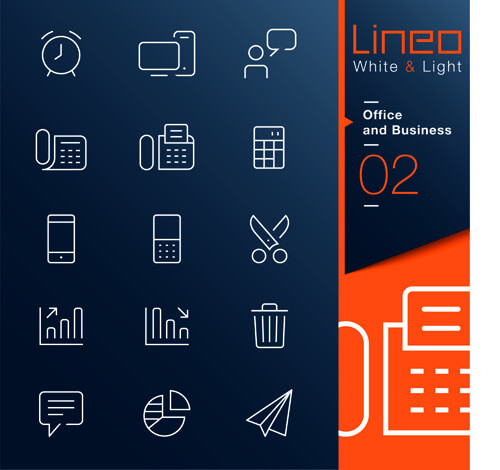 office and business outline icons vector 