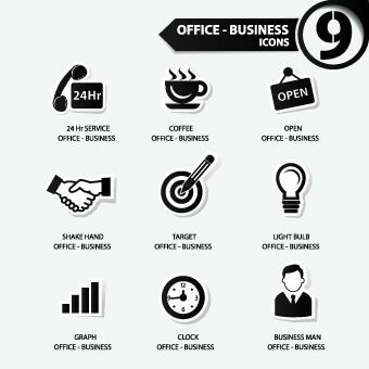 office stickers icons vector