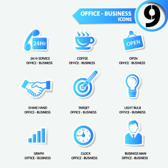office stickers icons vector