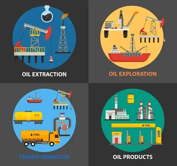 oil supply chain concept isolated with various processes