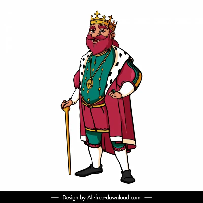 old king icon funny cartoon character sketch