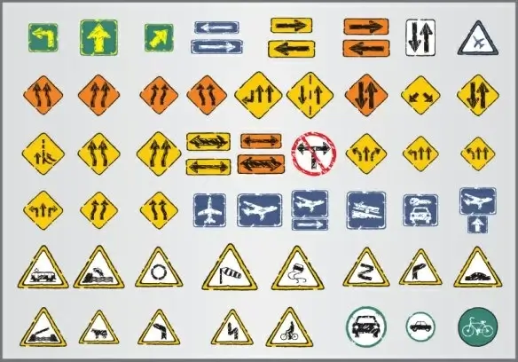 old traffic signs icon 02 vector